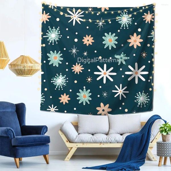 Tapisseries flocons de neige décor de tapisserie vintage décorative personnalisable cadeau de tissu doux couleur vive