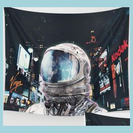 Tapestries Space Astronaut Tapijtwand hangende kunstbanners vlaggen slaapkamer slaapkamer slaapkamer achtergronddecoratie retro spaceman bedrukt ca dhgne