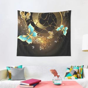 Les tapisseries en spirale avec des papillons dorés décorations de tapisserie pour le papier peint de votre chambre