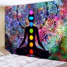 Tapestries spirituele achtergrondverdeler hangend deken geschenk zeven chakra mandala bedrukte muur tapijt tapijt tapijt huisdecor yoga meditatie240d