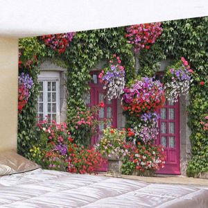 Tapisseries Printemps Fleurs Bois Clôture Tapisserie Nature Rose Rose Plantes Floral Tenture Jardin Fenêtre Paysage Naturel Tissu Décor À La Maison