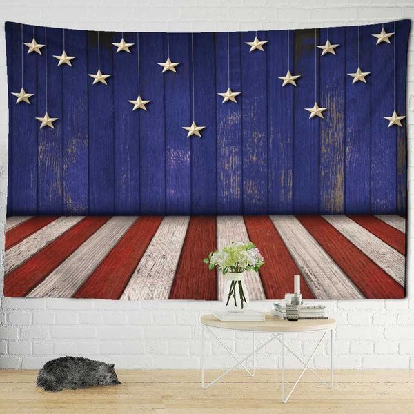 Tapisseries Star Wood Tapestry mur suspendu boho style psychédélique art hippie de décoration murale de fond de fond de fond