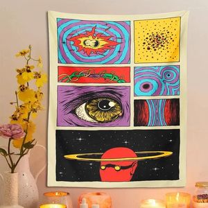 Tapestries sterrenhemel tapijtwand hangende planeet ruimte cartoon hippie oog kamer bohemian achtergrond stof stoffen home decor