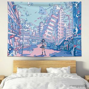 Tapisseries Style Illustration Teen Indie Chambre Décoration Murale Tapisserie Tenture Anime Rose Chambre Décor Affiches R230710