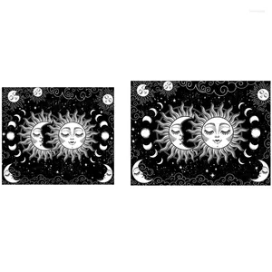 Tapisseries Soleil et Lune Tapisserie Tenture Murale Noir Blanc Esthétique Comme Art