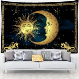 Tapisseries Sun dieu et lune tapisserie bohème de style mur suspendu décoration de décoration esthétique Impression