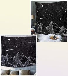 Tapestries Sun Moon Black Tapestry Wall Hanging Ancient Mountain Witchcraft Hippie Carpets3818542