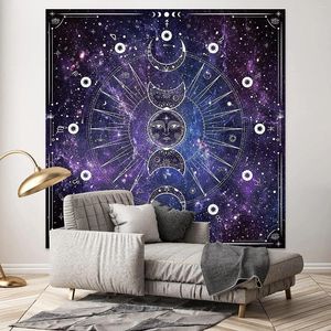 Tapestries Sun Maan Tapijtwand hangende sterruimte zwart en wit slaapkamer huisdecoratie helder