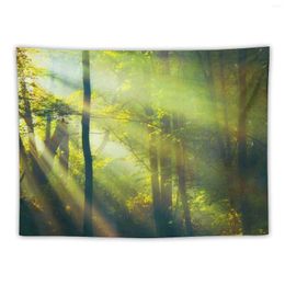 Tapestries Sun Rays in Forest Tapestry Kawaii Room Decor Tapestrys Anime