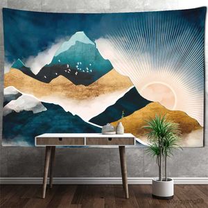 Tapestries zonsondergang Impression Painting Tapestry Wall Hangstijl Home Decor Achtergrond Doek R230815