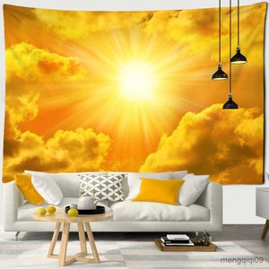 Tapestries Sunshine In Cloud Natural Scenery Tapestry Wall Hanging Aesthetic Room Decor Art Simple Background Fabric R230713