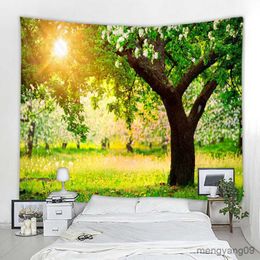 Tapisseries Sunshine Tree Tapis de tapis mural tapisserie mandala paysage décor de maison tapisserie nature forestière tapisserie mural r230811