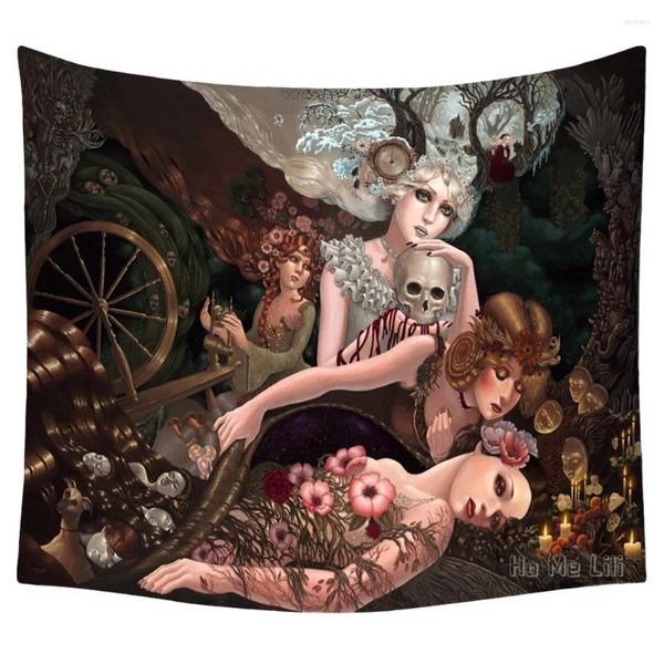 Tapices Surrealismo Mujeres Death Ocult Mask Macabre Mórbida por Ho Me Lili Tapestry para decoración de la habitación indie