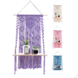 Tapestries Tapestries Uitstekende tapijtopslagplank Hartvorm Hoge duurzaamheid Hangende houten plant potmand Hangerhouder voor ho dhmne