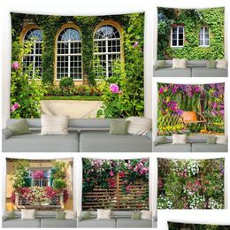 Tapisseries Tapisseries Tapisserie De Fleurs Printemps Clôture Paysage Toile De Fond Tissu Tenture Murale Affiche De Jardin Extérieur Décor À La Maison Esthétique D Dhjse