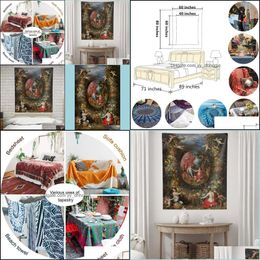 Tapestries Tapestries Gotisch Antieke kunst Angel Renaissance Tapijt Tapijt Fruit schilderen Natuurlijke krans Huiswand Decoratie Drop levering Dhobq