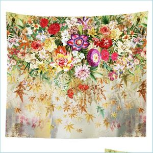 Tapestries Tapestries Originele Design Art Print Tapijt Wall Hangende wilde bloemen en bladeren Drop levering 2021 Home Garden YydhHome Dhyj8