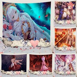 Tapisseries Tapisserie Anime Mur Fond Anime Jolie Fille Canapé Revêtement Mural Décor À La Maison Décoration Pêche Velours Tissu Suspendu R230710