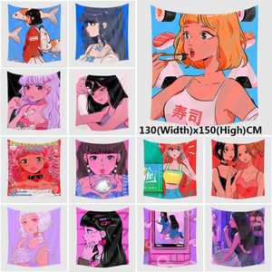 Wandtapijten Tapestry Achtergrond Magic Vaporwave Art Fantasy Universe Anime Girl Pop Print Woonkamer Slaapkamer Home Decor 230828