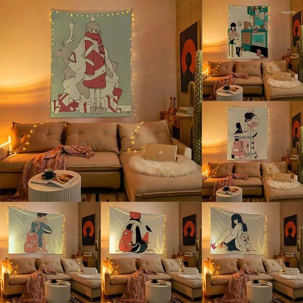 Tapisseries tapisserie décor vie quotidienne des filles Art Illustration maison suspendue chambre mur fond tissu