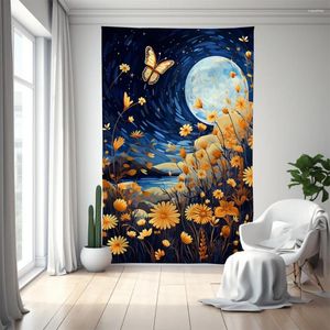 Tapadiques Tapestry Moon Starry Sky Series Fond Cilot Ins Butterfly Flowers Nordic Home Living Room Couchation de chambre à coucher