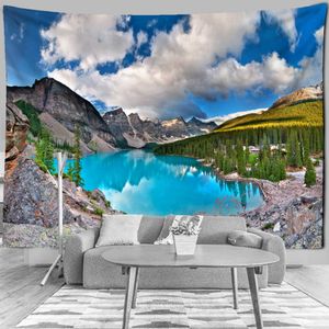 Tapices Tapiz Montaña Rolling Lake Paisaje Arte Tapiz Bosque Dorado Colgante de Pared Telón de Fondo Dormitorio Sala de Estar Decoración del Hogar