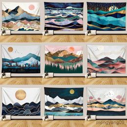 Tapestries Tapestry Sunset Mountain Series Beach Towel Dormitory Decoration Family Living Room Slaapkamer Achtergrond Wall R230816