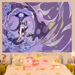 Tapisseries Tapestry mur suspendu décoration abstraite maison genshin impact art fond de tissu têtes de lit kawaii esthétique salle classique