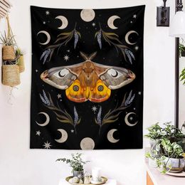 Tapices Tapestrería Muro colgante Moth Moon Phase Sky Starry Sky para la Esterología de la Astrología del dormitorio Decoración
