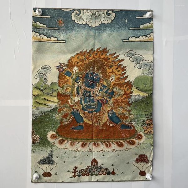 Tapisseries thangka brodered white tara peinture décorative sur fond vert