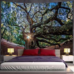 Tapisseries L'arbre décoration maison mur tapisserie de moignon chambre suspendue décor forestier décor vintage chambre soleil à travers