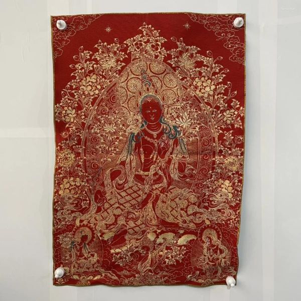 Tapestries Tíbet Silk Bordado Pintura Tibetana Buda Tangka Golden Kong Doble reparación