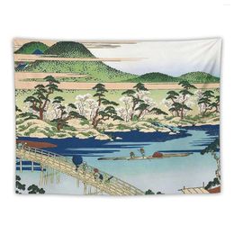 Tapisseries Pont Togetsu à Arashiyama dans la province de Yamashiro par Katsushika Hokusai Tapisserie Décoration d'intérieur nordique Choses pour décorer la pièce