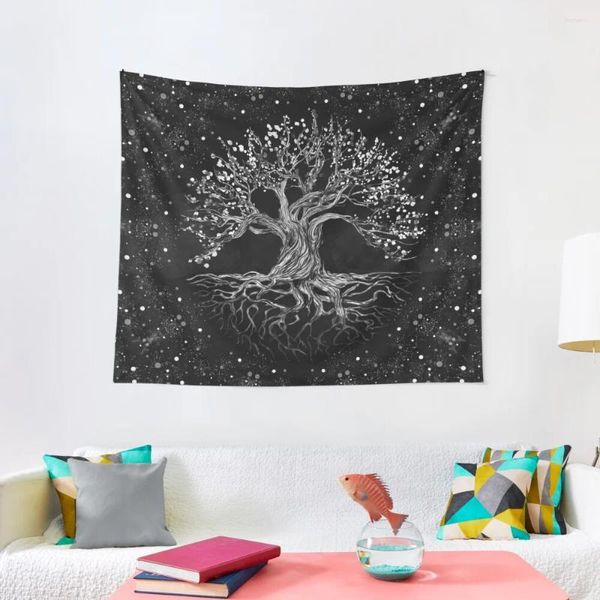 Tapisseries arbre de vie dessinant des décorations murales de tapisserie en noir et blanc pour votre chambre
