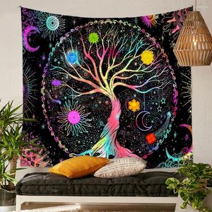 Tapisseries arbre de vie tapisserie pour la maison décor de pièce esthétique soleil et lune étoiles galaxie tenture murale Boho tissu