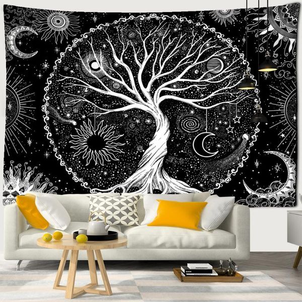 Tapices Tapiz de árbol de la vida, Luna Hippie, decoración del hogar para colgar en la pared, cubierta de mesa de poliéster, tapiz nocturnoTapices TapicesTapices