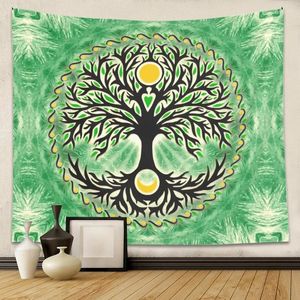 Tapestries Tree of Life Tapestry Yggdrasil Zon en maangroene esthetische muur hangende Mandala Boheems woondecoratie