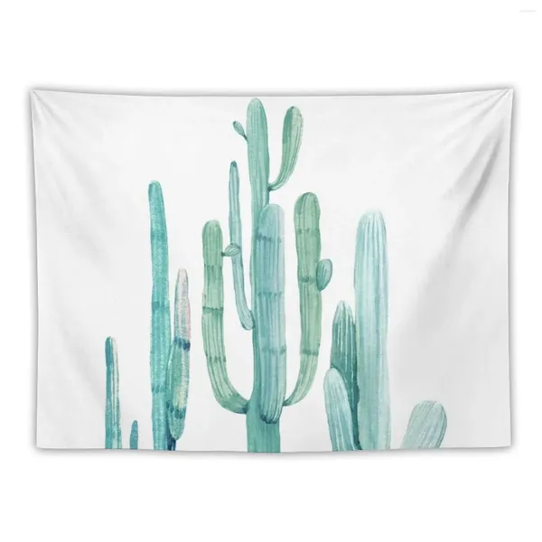 Tapisseries cactus tendance menthe vert et blanc cacti cacti sud-ouest décor tapisserie pour la décoration de chambre images du mur de chambre