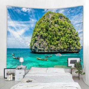 Tapisseries Tenture murale de plage tropicale, décoration de chambre à coucher, tailles