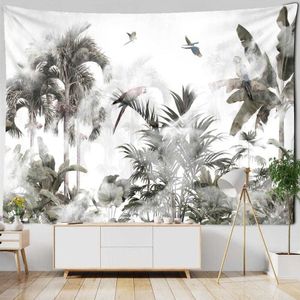 Tapisseries murales suspendues de jardin botanique tropical, Style bohémien, paysage naturel, palmier, décor esthétique