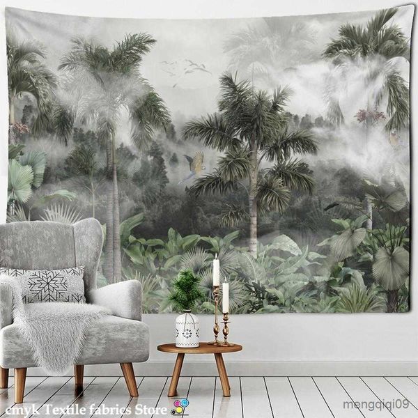 Tapices Tapiz de jardín botánico tropical Colgante de pared Estilo bohemio Paisaje natural Palmera Arte de la pared Decoración estética R230713