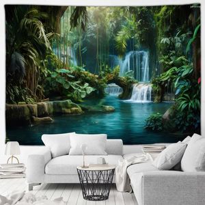 Tapisseries Tropical Jungle Cascade Paysage Tapisserie Plantes Vertes Nature Forêt Maison Salon Décor Jardin Tenture Murale