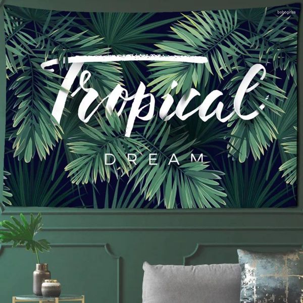 Tapisses Tropical Plant Tapestry ins Mur de style suspension Polyester Bohemia Cactus Banana Leaf Flower Imprimé de plage Tissu