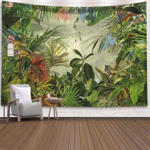 Tapisses Tropical Plant Wall Decor Fonds d'écran Palme Paysage Tapisserie Assettique Décoration Dort