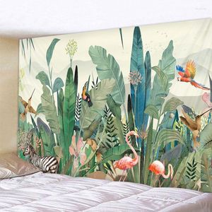 Tapestries Tropische planten Jungle Dieren Tapijt Tapijt Retro landschap Wandhangen Mandala Bewegen yoga Boheemse decoratie