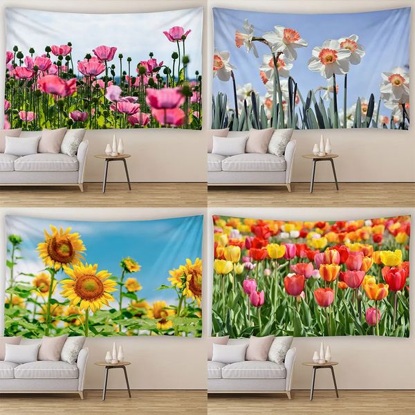 Tapisseries tulip tournesol tapisserie décorative art salle décoration toile de fond esthétique chambre à coucher décoration intérieure 230928