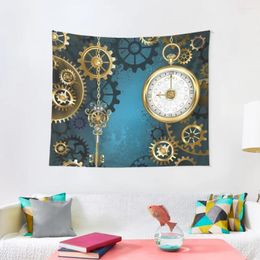 Tapisseries fond Turquoise avec engrenages (Steampunk), décoration de chambre à coucher, décoration esthétique