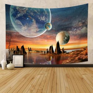 Tapestries Universe Space Starry Sky Planet Earth Tapijt Wall Hangende kunst voor slaapkamer woonkamer slaapzaal huisdecoratie