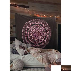 Tapisseries Mise à niveau Rose Mandala Tapisserie murale Yoga Méditation Suspendue Drop Livraison Maison Jardin Dhskj