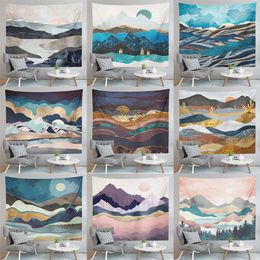 Wandtapijten Vendita Calda Sunrise Mountain Tapestry Live Achtergrond Doek Perzikhuid Bank Hangend Fabriek Directe verkoop